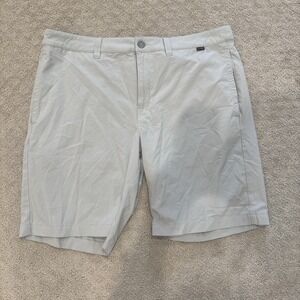 Travis Mathew Shorts Men 36 Gray Striped Golf Chino Stretch Shorts 8"